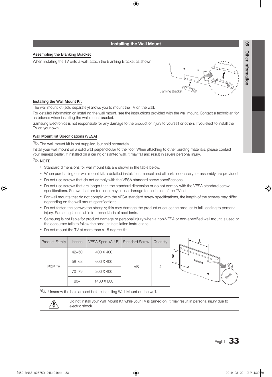 Samsung PS42C450B1W User Manual | Page 33 / 401