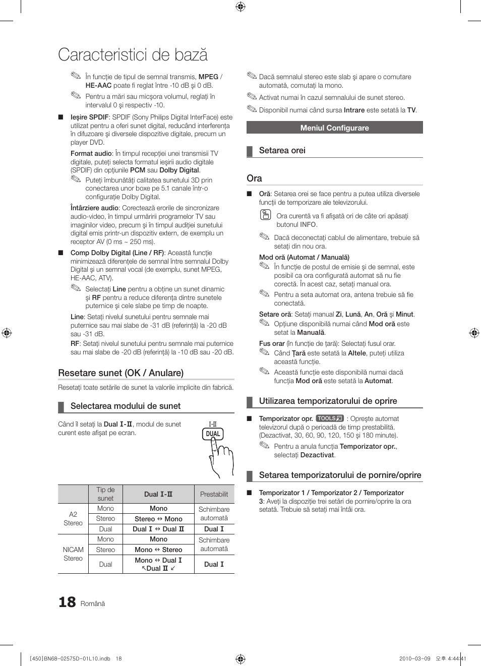 Caracteristici de bază | Samsung PS42C450B1W User Manual | Page 338 / 401