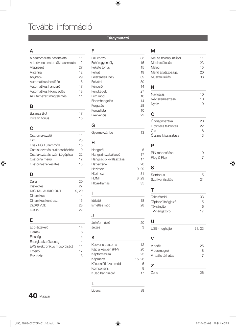 További információ | Samsung PS42C450B1W User Manual | Page 80 / 401