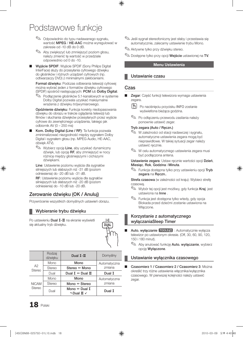 Podstawowe funkcje | Samsung PS42C450B1W User Manual | Page 98 / 401