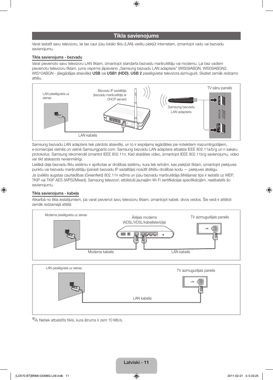 Tīkla savienojums | Samsung LE40D570K2S User Manual | Page 75 / 145
