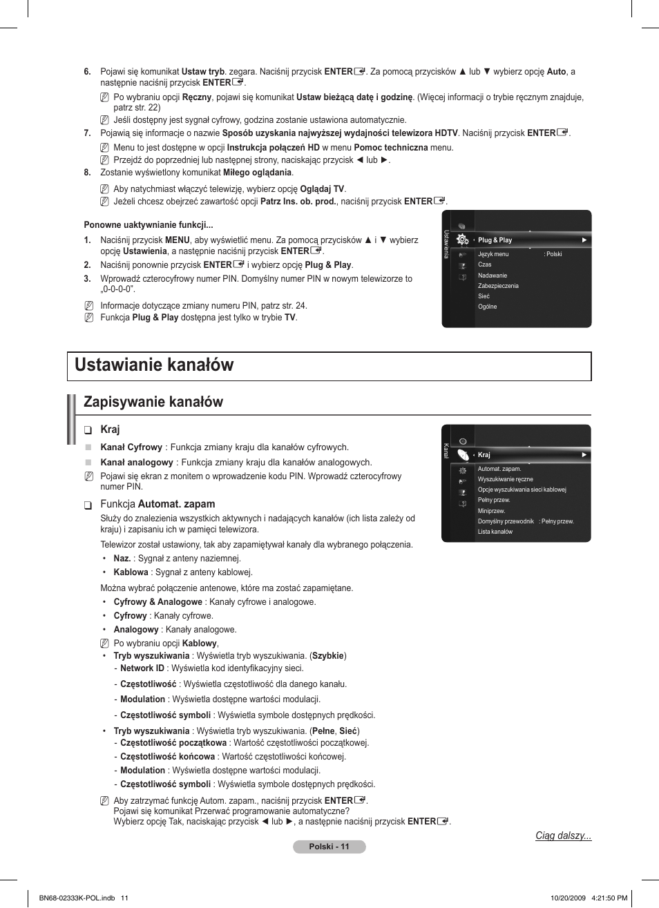 Ustawianie kanałów, Zapisywanie kanałów | Samsung PS63B680T6W User Manual | Page 148 / 644