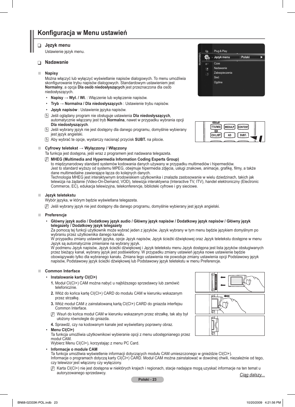 Konfiguracja w menu ustawień | Samsung PS63B680T6W User Manual | Page 160 / 644