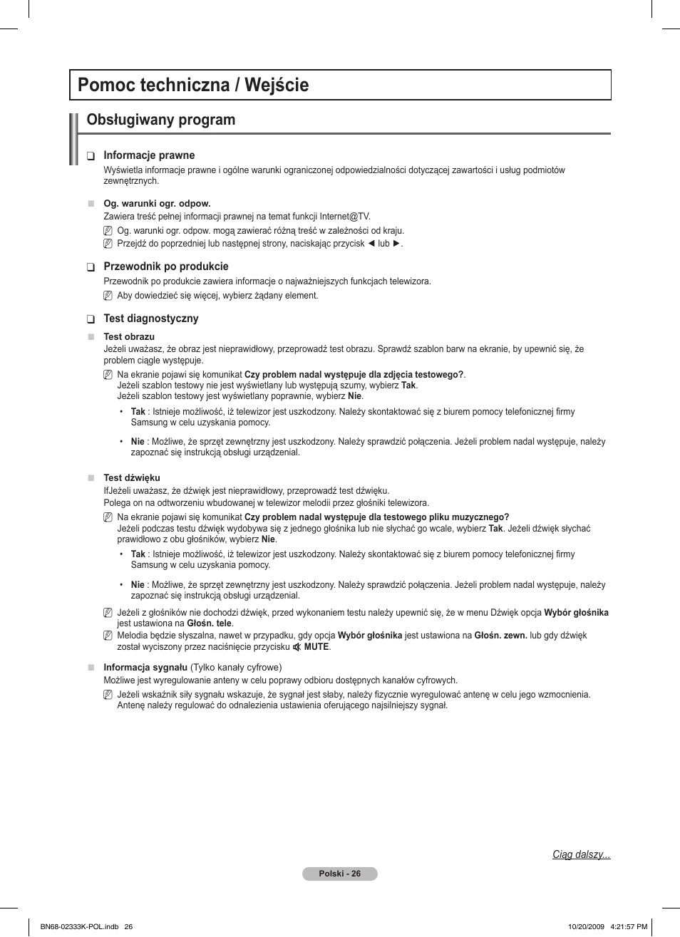 Pomoc techniczna / wejście, Obsługiwany program | Samsung PS63B680T6W User Manual | Page 163 / 644