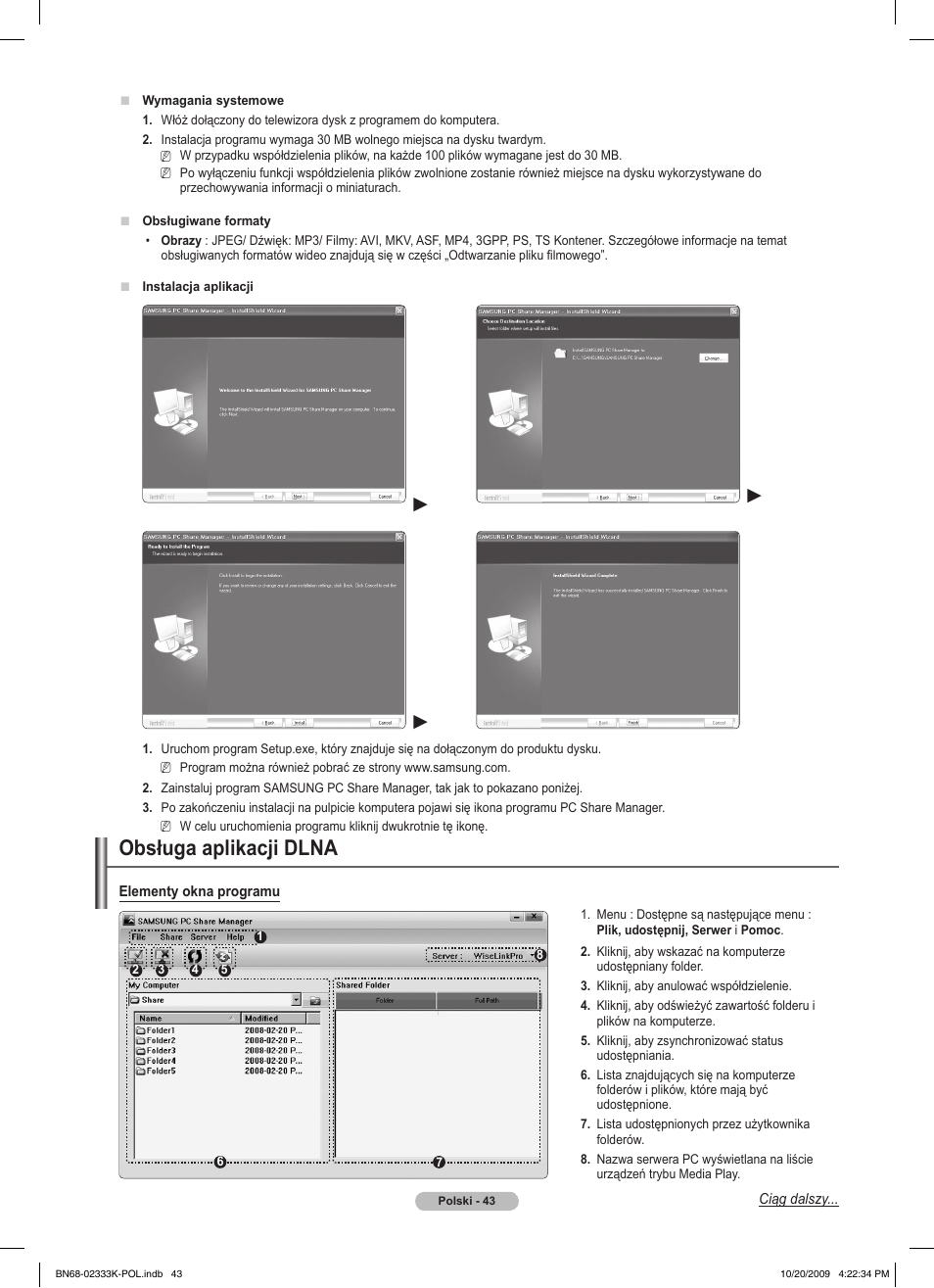 Obsługa aplikacji dlna | Samsung PS63B680T6W User Manual | Page 180 / 644