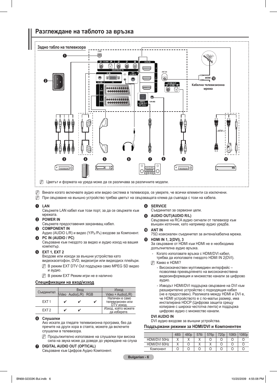 Разглеждане на таблото за връзка | Samsung PS63B680T6W User Manual | Page 269 / 644