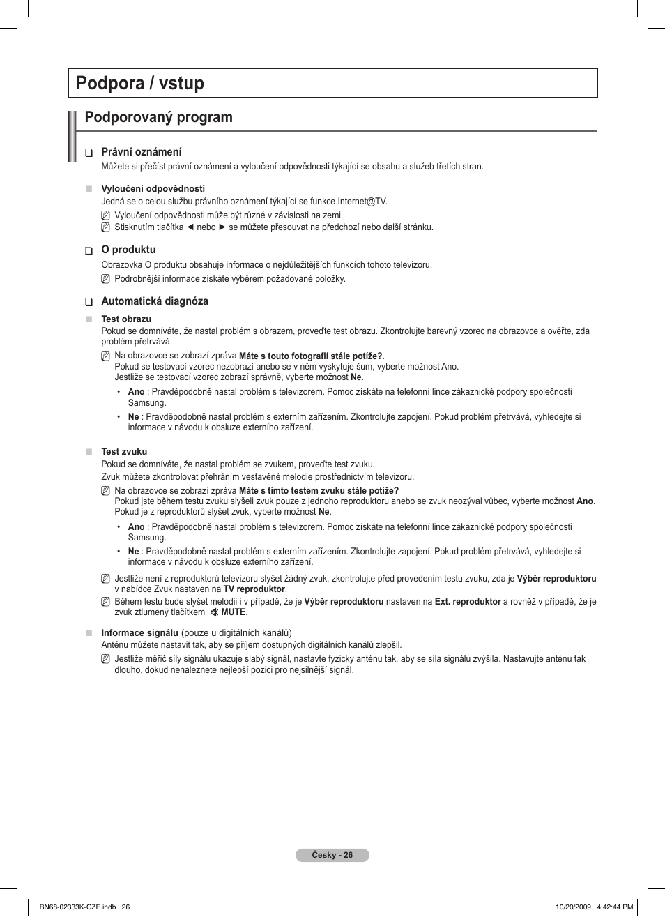 Podpora / vstup, Podporovaný program | Samsung PS63B680T6W User Manual | Page 352 / 644