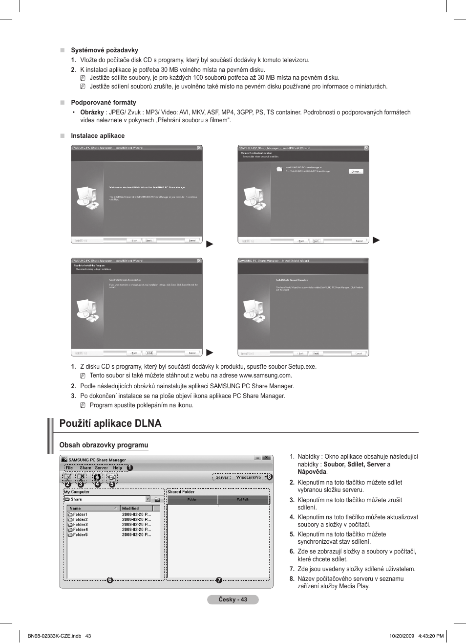 Použití aplikace dlna | Samsung PS63B680T6W User Manual | Page 369 / 644