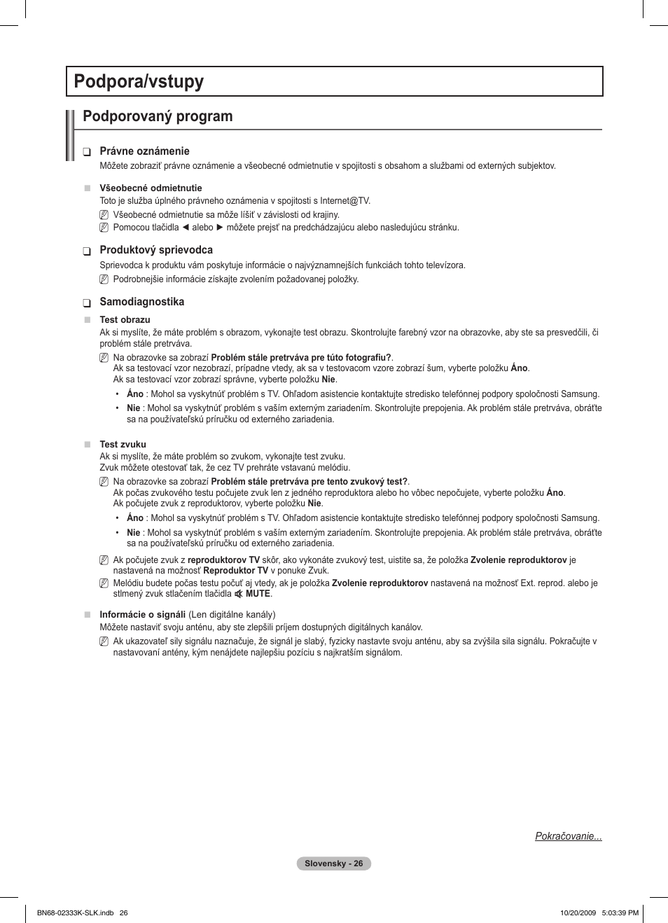 Podpora/vstupy, Podporovaný program | Samsung PS63B680T6W User Manual | Page 415 / 644