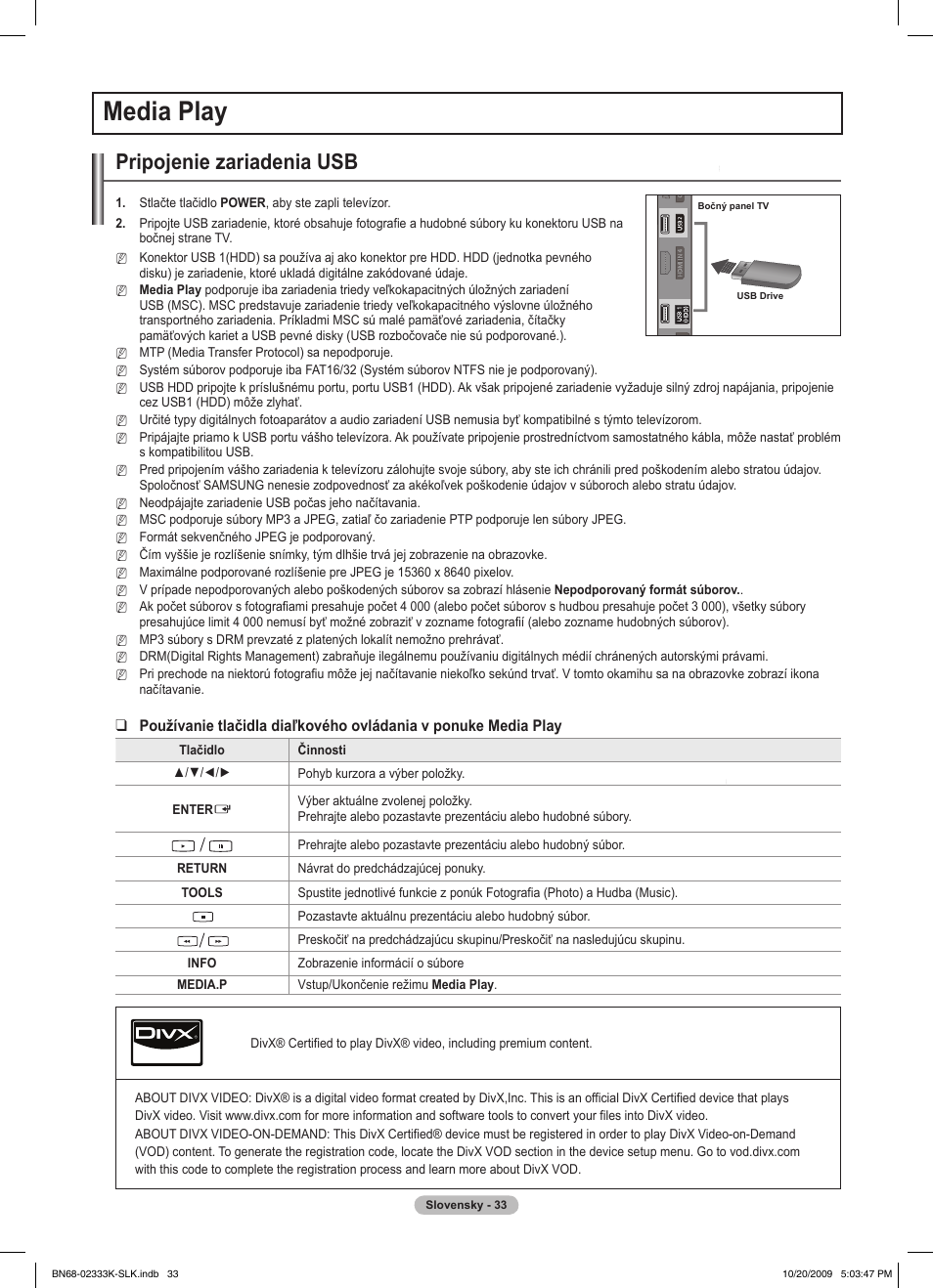 Media play, Pripojenie zariadenia usb | Samsung PS63B680T6W User Manual | Page 422 / 644