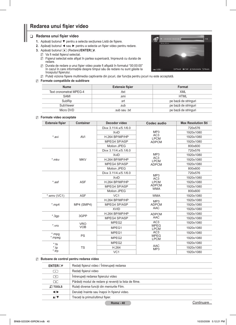 Redarea unui fişier video | Samsung PS63B680T6W User Manual | Page 492 / 644