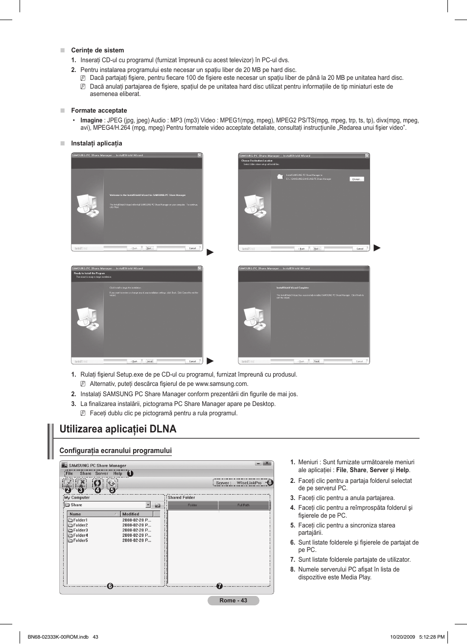 Utilizarea aplicaţiei dlna | Samsung PS63B680T6W User Manual | Page 495 / 644