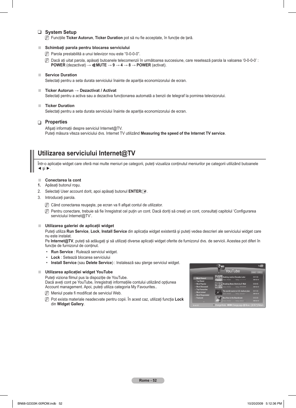 Utilizarea serviciului internet@tv, System setup, Properties | Samsung PS63B680T6W User Manual | Page 504 / 644