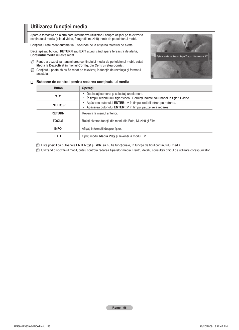 Utilizarea funcţiei media | Samsung PS63B680T6W User Manual | Page 508 / 644