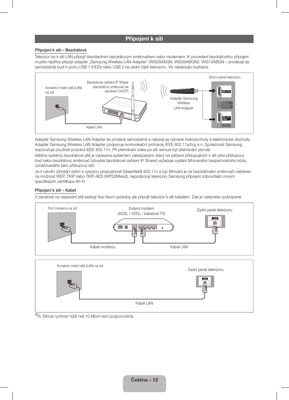 Připojení k síti | Samsung UE32D5800VW User Manual | Page 30 / 163
