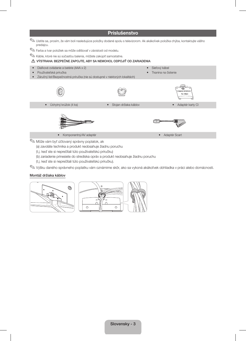 Príslušenstvo | Samsung UE32D5800VW User Manual | Page 39 / 163