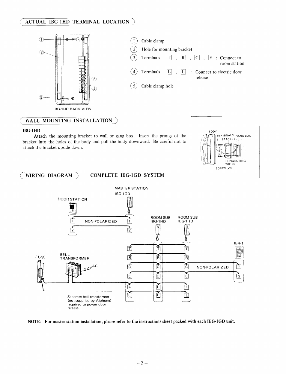 Aiphone IBG-1HD User Manual | Page 2 / 4