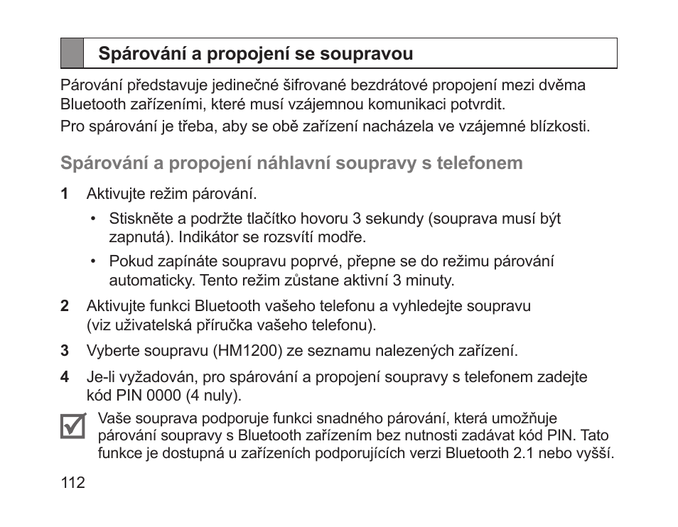 Spárování a propojení se soupravou | Samsung HM1200 User Manual | Page 114 / 154