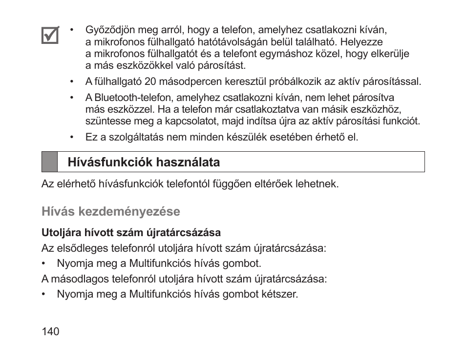 Hívásfunkciók használata | Samsung HM1200 User Manual | Page 142 / 154