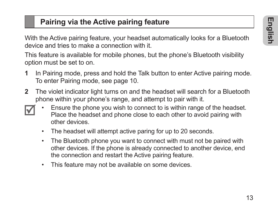 Pairing via the active pairing feature | Samsung HM1200 User Manual | Page 15 / 154