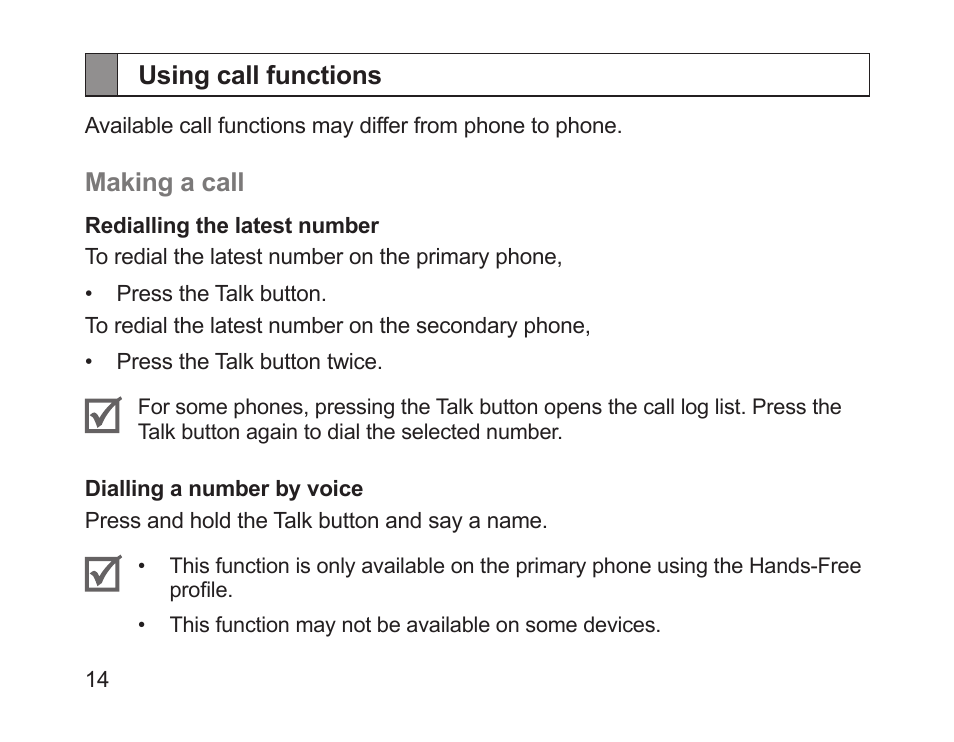 Using call functions | Samsung HM1200 User Manual | Page 16 / 154