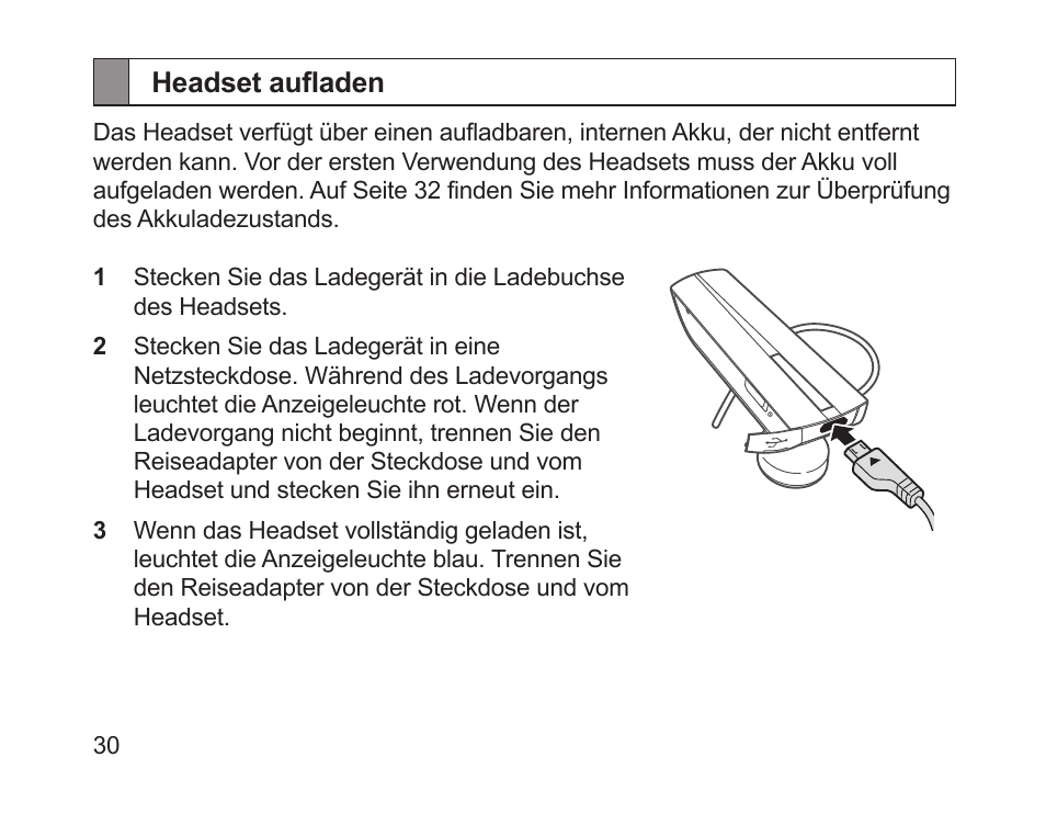 Headset aufladen | Samsung HM1200 User Manual | Page 32 / 154