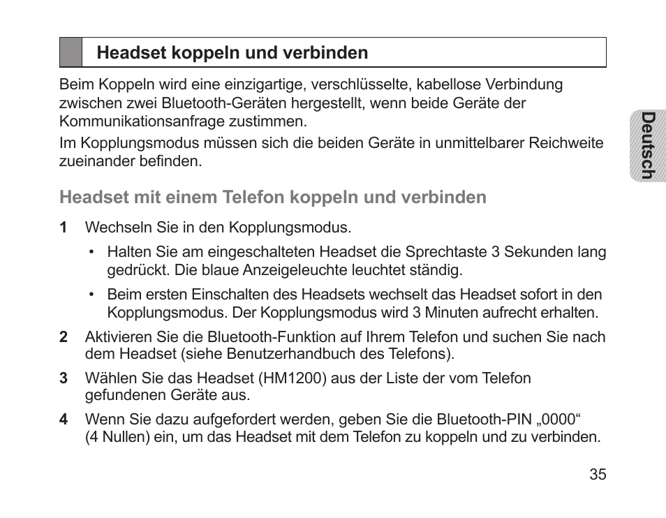 Headset koppeln und verbinden | Samsung HM1200 User Manual | Page 37 / 154