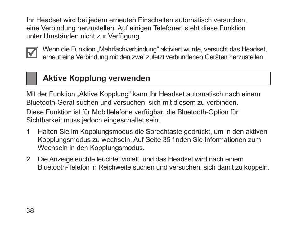 Aktive kopplung verwenden | Samsung HM1200 User Manual | Page 40 / 154