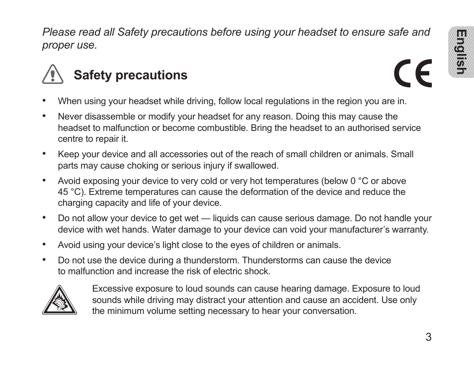 English, Safety precautions | Samsung HM1200 User Manual | Page 5 / 154