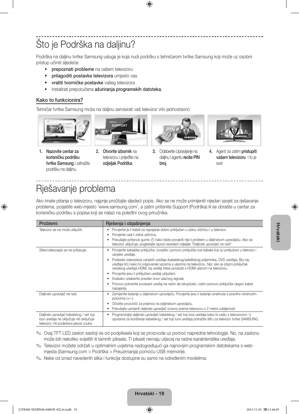Što je podrška na daljinu, Rješavanje problema | Samsung UE46F8500SL User Manual | Page 139 / 385