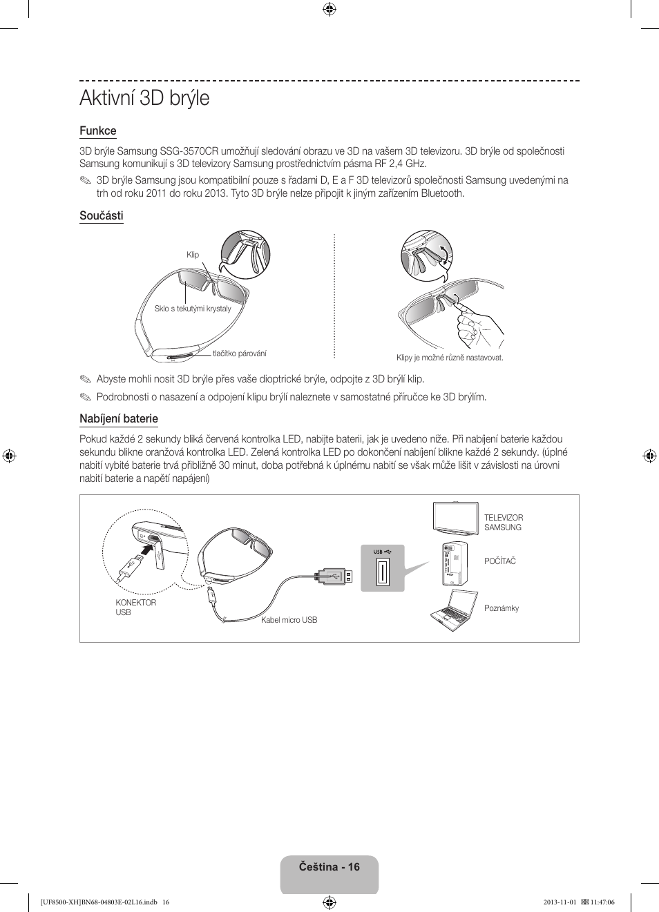 Aktivní 3d brýle | Samsung UE46F8500SL User Manual | Page 160 / 385