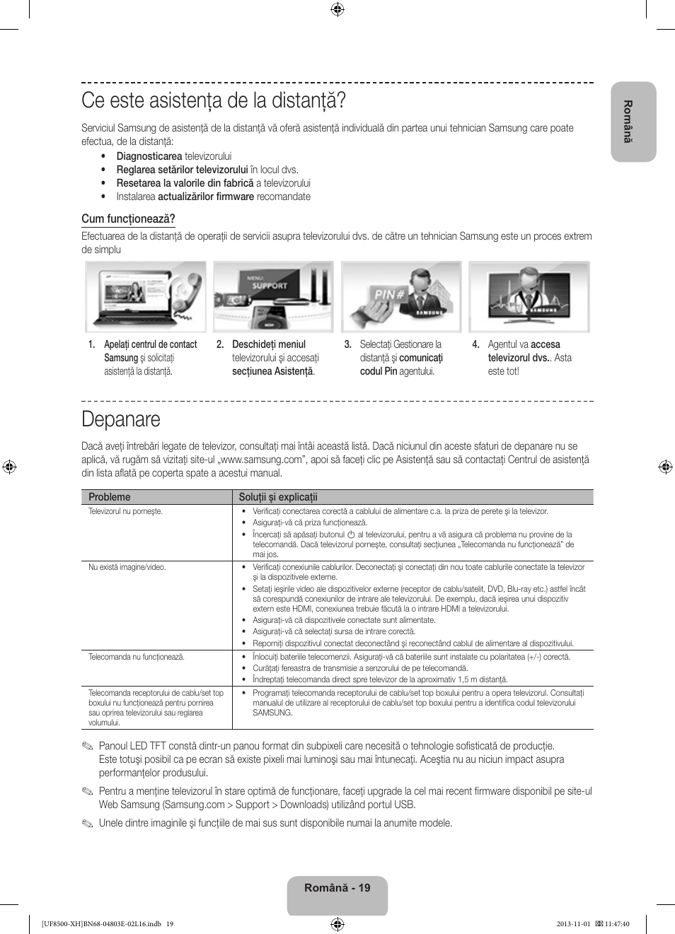 Ce este asistenţa de la distanţă, Depanare | Samsung UE46F8500SL User Manual | Page 211 / 385