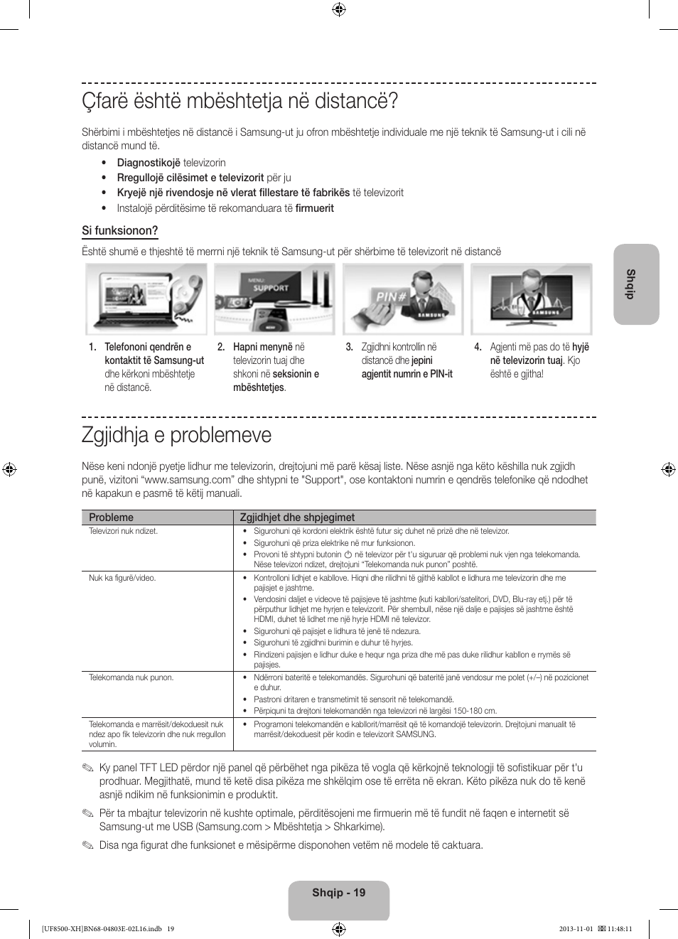 Çfarë është mbështetja në distancë, Zgjidhja e problemeve | Samsung UE46F8500SL User Manual | Page 259 / 385