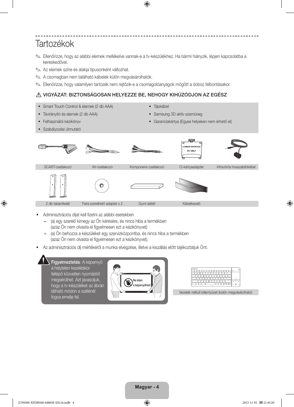 Tartozékok | Samsung UE46F8500SL User Manual | Page 28 / 385