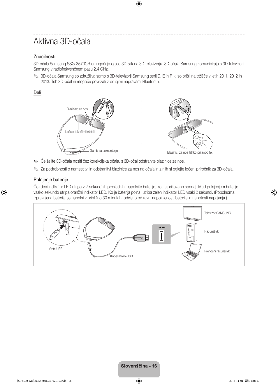 Aktivna 3d-očala | Samsung UE46F8500SL User Manual | Page 304 / 385