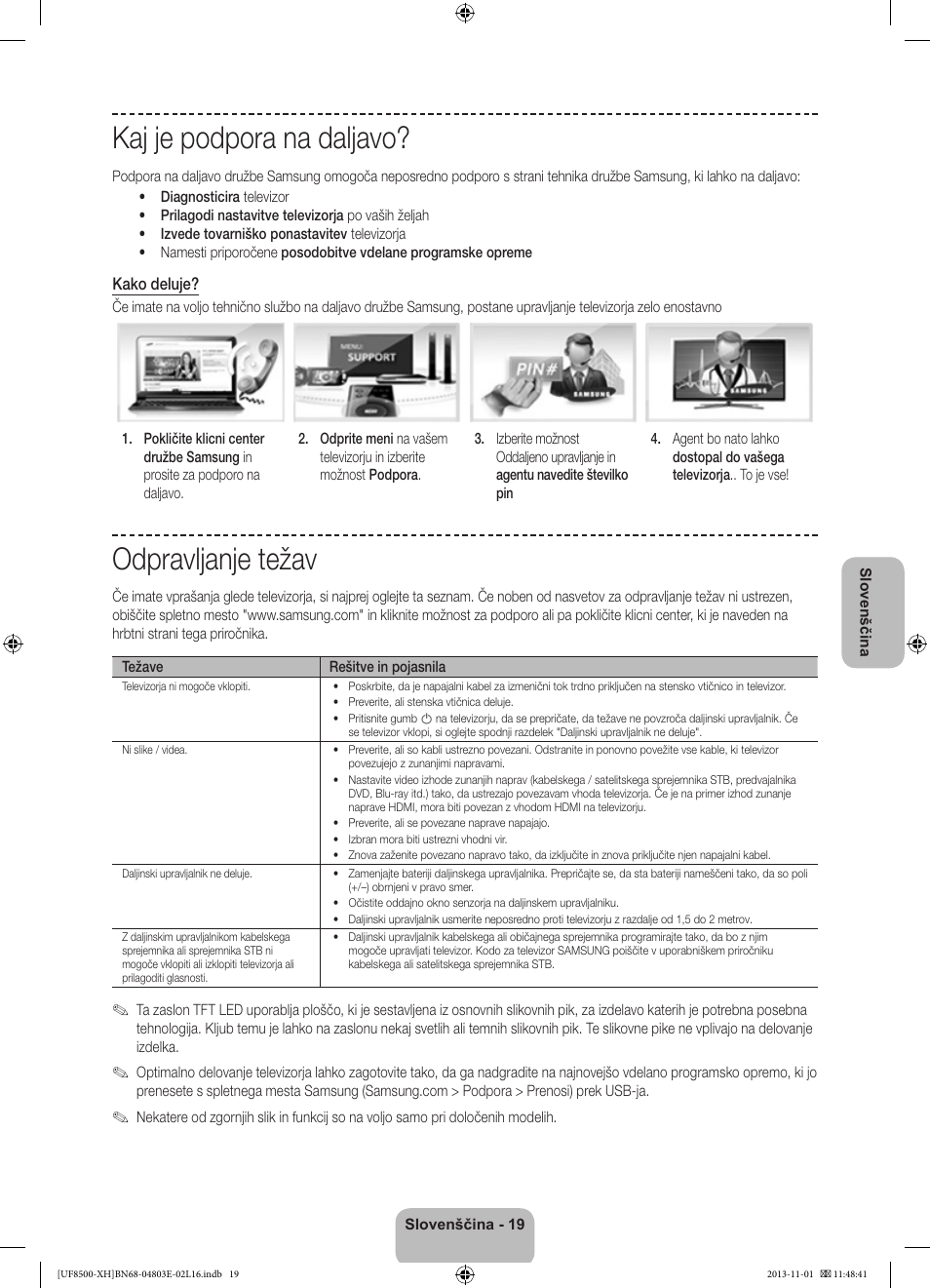 Kaj je podpora na daljavo, Odpravljanje težav | Samsung UE46F8500SL User Manual | Page 307 / 385