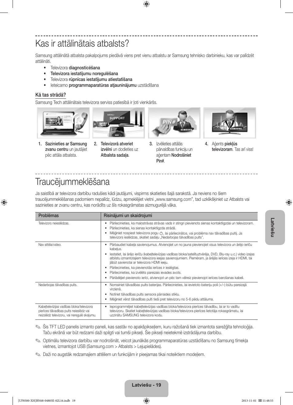 Kas ir attālinātais atbalsts, Traucējummeklēšana | Samsung UE46F8500SL User Manual | Page 331 / 385