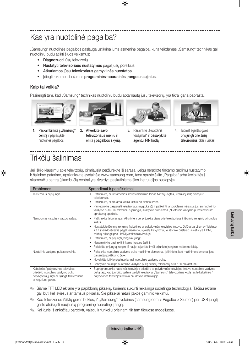 Kas yra nuotolinė pagalba, Trikčių šalinimas | Samsung UE46F8500SL User Manual | Page 355 / 385