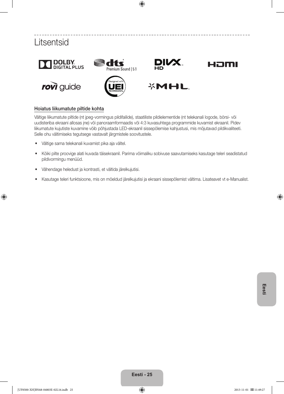 Litsentsid | Samsung UE46F8500SL User Manual | Page 385 / 385