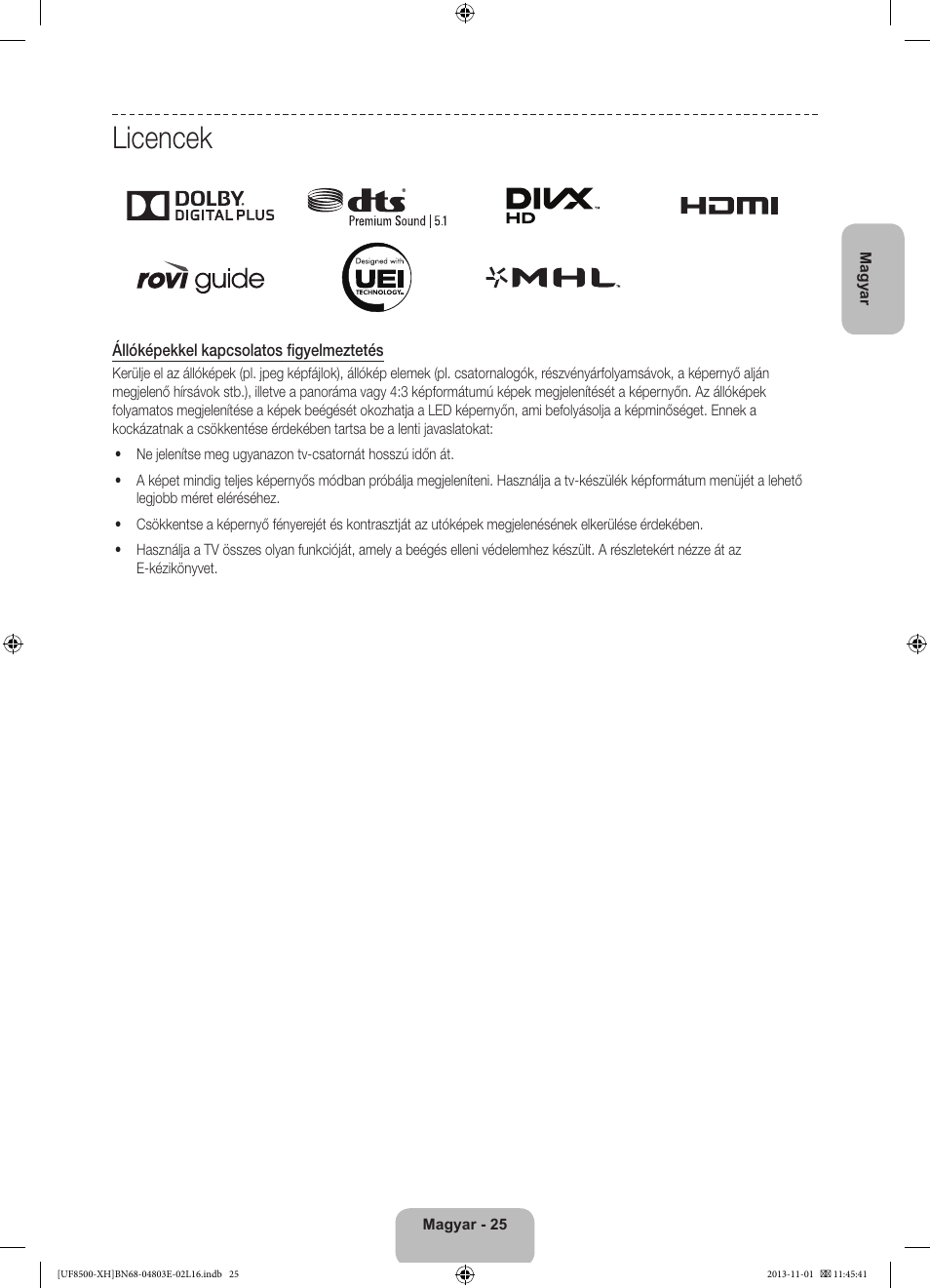 Licencek | Samsung UE46F8500SL User Manual | Page 49 / 385