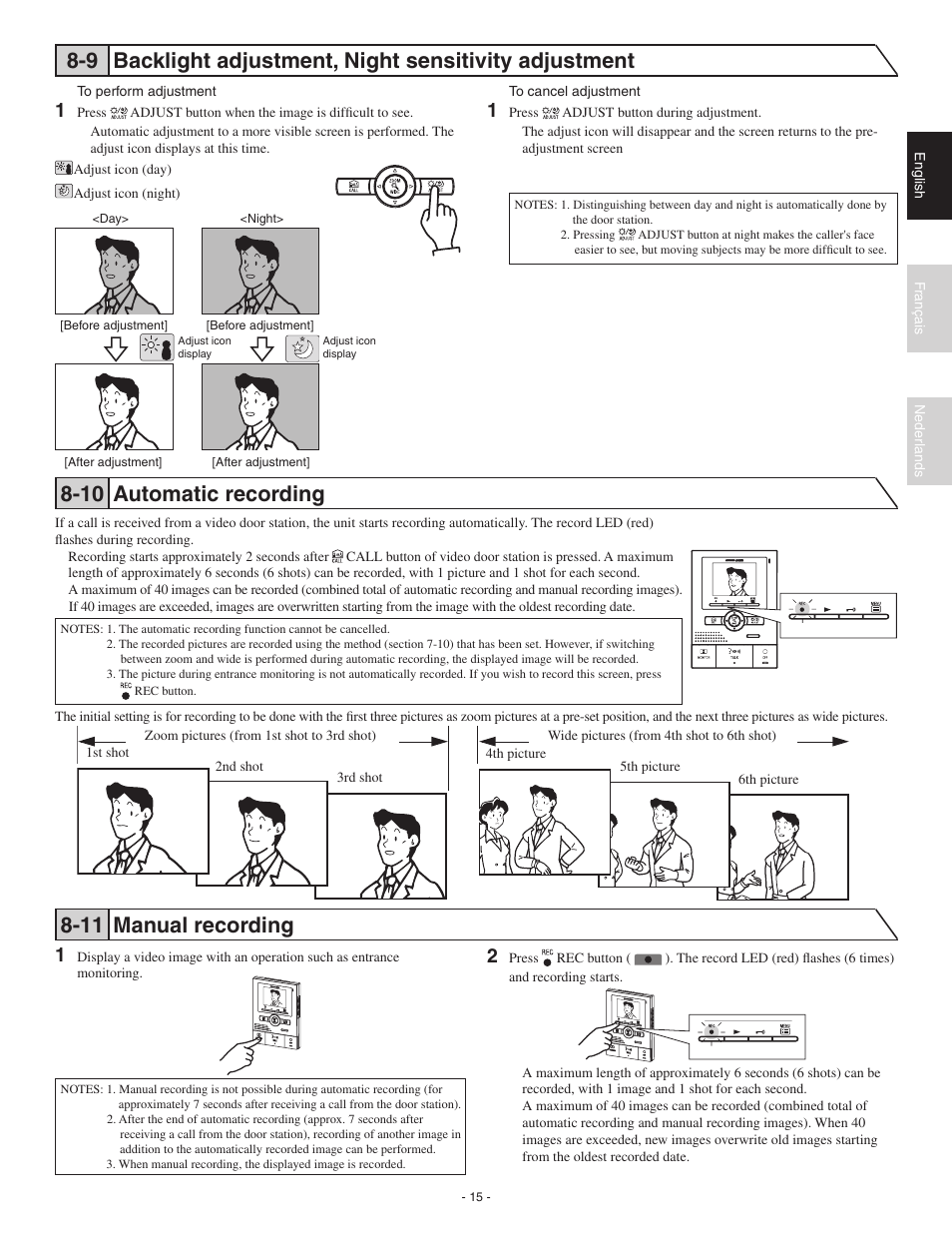 10 automatic recording, 11 manual recording | Aiphone JK-1MED User Manual | Page 15 / 17