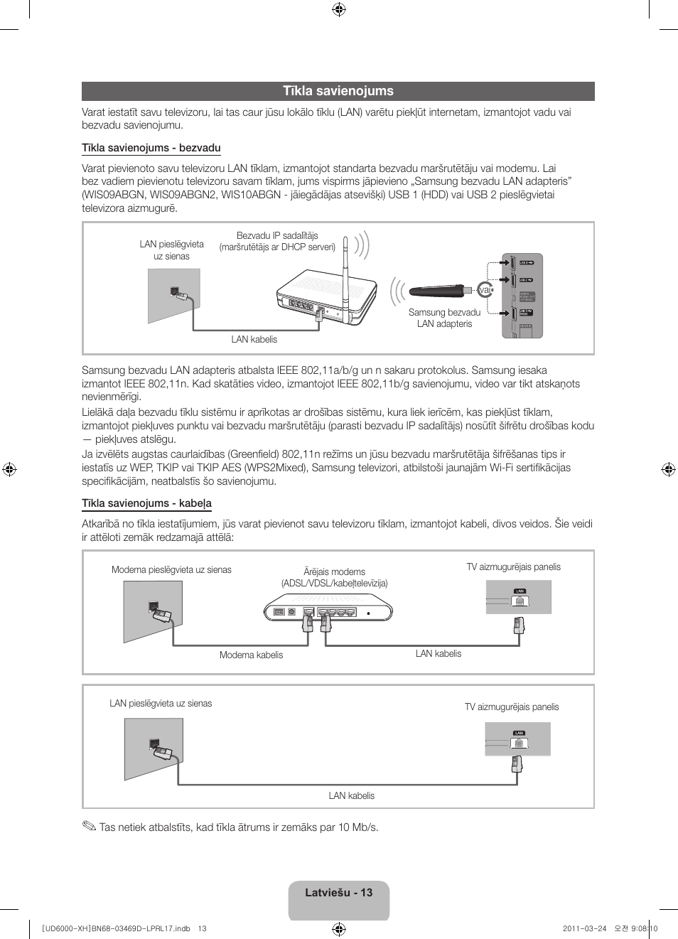 Tīkla savienojums | Samsung UE40D6000TW User Manual | Page 275 / 344