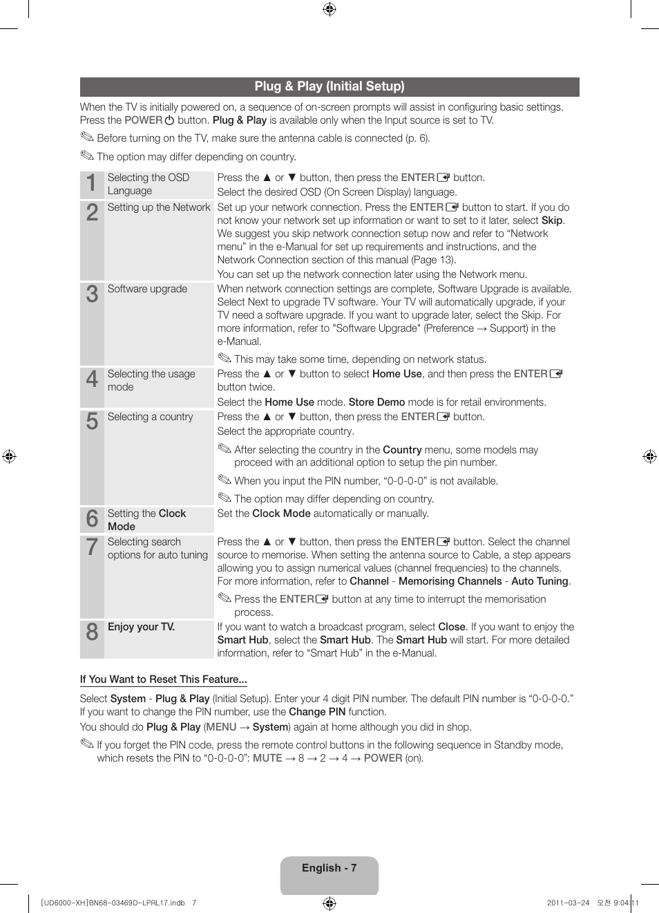Samsung UE40D6000TW User Manual | Page 7 / 344