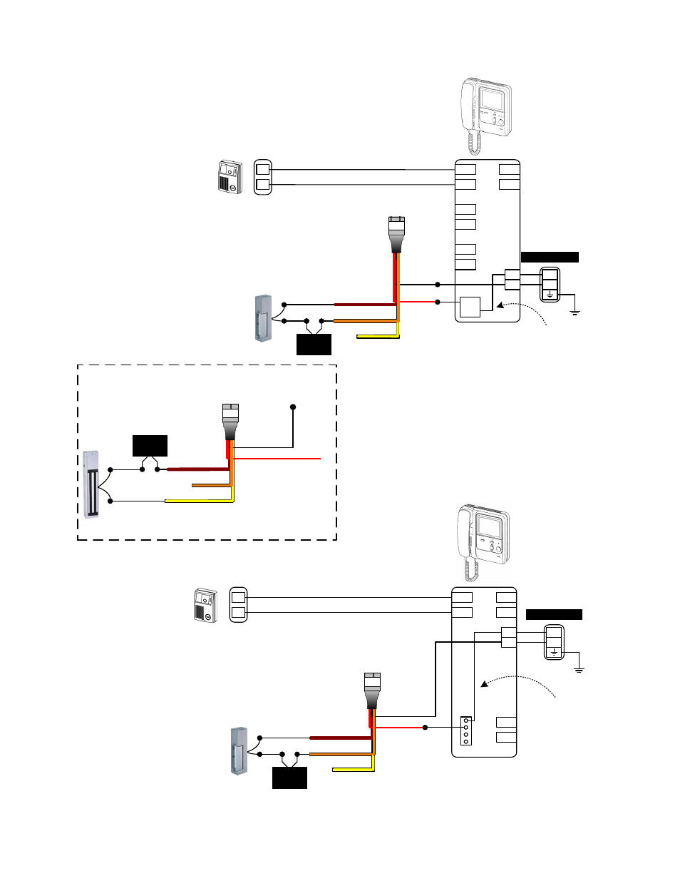 Wiring diagrams (cont): kb & kc system wiring, Electric strike wiring method, Com n/c magnetic lock wiring method | Com n/o | Aiphone DOOR RELEASE RELAY MODULE RY-24L User Manual | Page 2 / 3