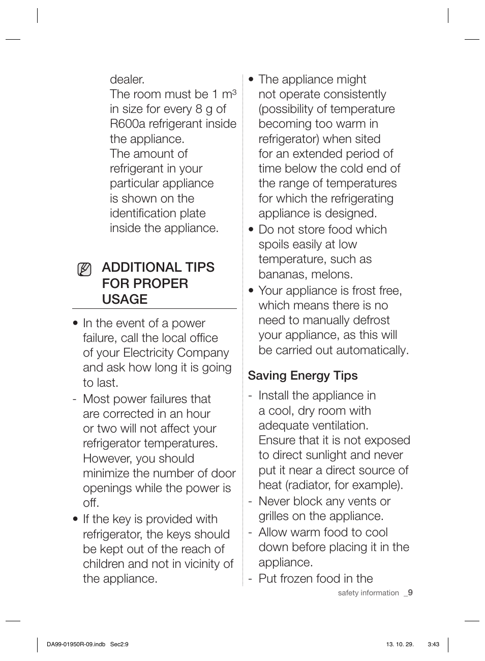 Additional tips for proper usage | Samsung RR82PHIS User Manual | Page 9 / 200