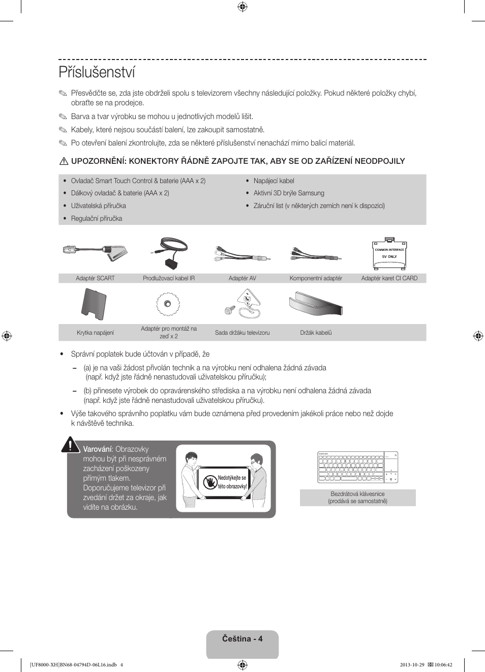 Příslušenství | Samsung UE75F8000ST User Manual | Page 148 / 385