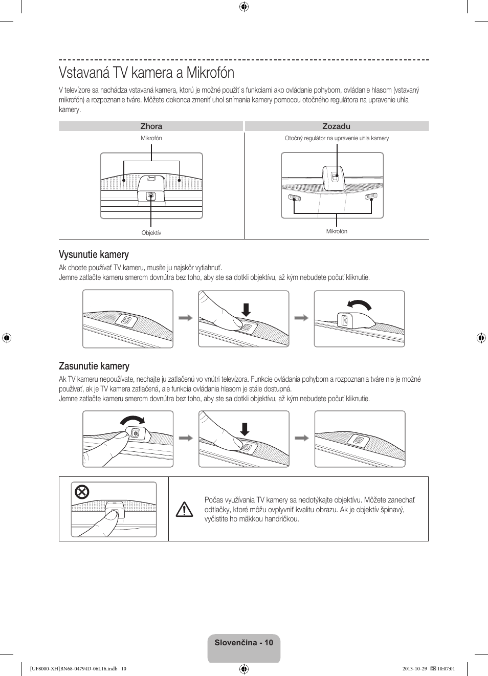 Vstavaná tv kamera a mikrofón, 경고 주의 경고 주의 | Samsung UE75F8000ST User Manual | Page 178 / 385