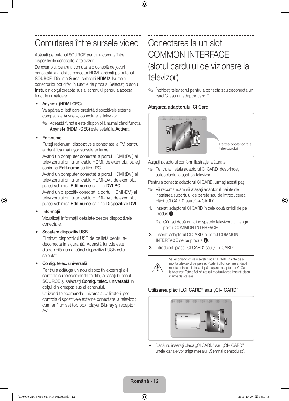 Comutarea între sursele video | Samsung UE75F8000ST User Manual | Page 204 / 385