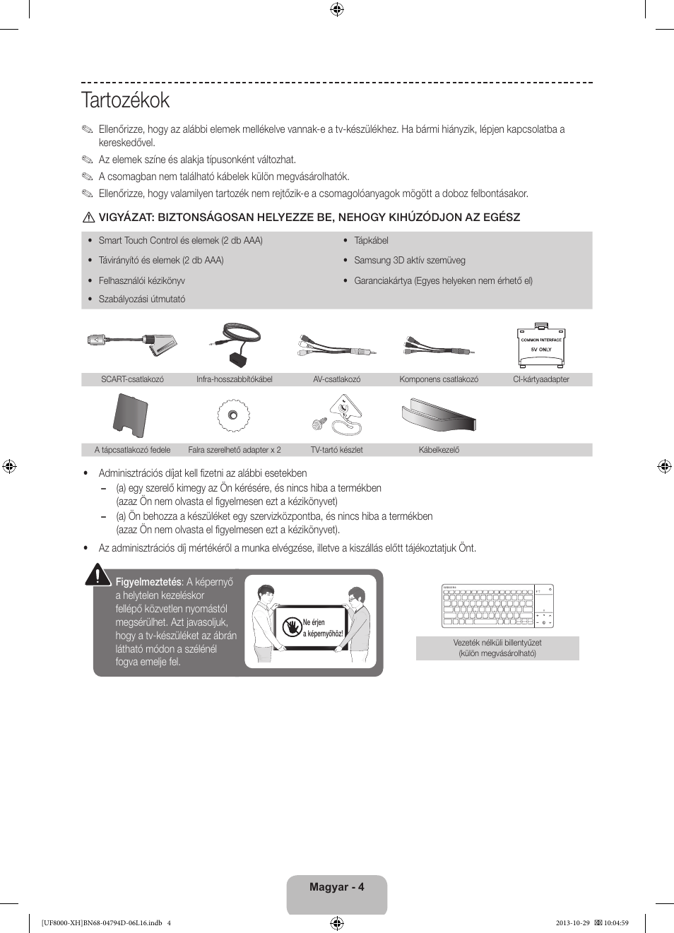 Tartozékok | Samsung UE75F8000ST User Manual | Page 28 / 385