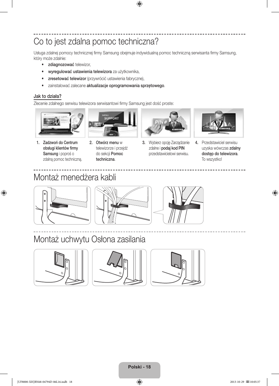 Co to jest zdalna pomoc techniczna | Samsung UE75F8000ST User Manual | Page 66 / 385